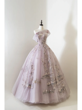 Unique Ball Gown Strapless Lilac Tulle With Multi Layered Long Prom Quinceanera Dresses Sweet 15 16 Birthday Gown AB903