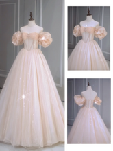 Classy Ball Gown Off The Shoulder Tulle Short Puffy Sleeves Long Prom Dresses Inspiration Special Evening Long Dress A033