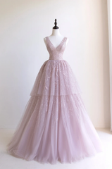 Shinning Ball Gown Deep V Neck Pink Sequin Long Prom Dresses Impress 19th Birthday Outfits Prom Gown RB1900