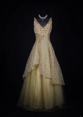 Vintage Ball Gown 80s V Neck Tulle Beads Lace With Beaded Long Prom Dresses Inspo Birthday Outfit Formal Gowns AS350