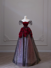 Sexy Ball Gown Off The Shoulder Tulle Short Sleeves Red Floor Length Stunning Prom Dresses Inspiration High School Dance Dress Princess Graduation Gown AU041