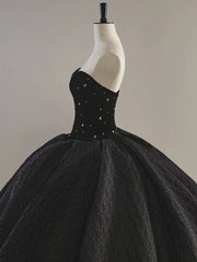 Sexy Ball Gown Sweetheart Black Satin Silver Beads Prom Dress Inspiration Long Party Formal Prom Dresses AU210