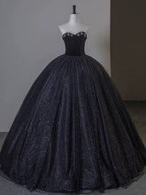 Sexy Ball Gown Sweetheart Black Tulle Silver Beads Prom Dress Inspiration Long Party Formal Prom Dresses AU211