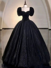 Elegant Ball Gown Sweetheart Short Sleeves Black Prom Dress Inspiration Ideas Prom Inspo Dresses Party Dress AU215