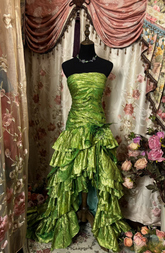 Vintage Ball Gown High Low Strapless Green Prom Dresses Formal Party Teens Evening Gowns AU310