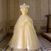Timeless Ball Gown Spaghetti Straps Yellow Tulle Prom Dress Inspiration Long Party Formal Prom Dresses AU414