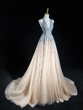 Timeless Ball Gown Halter Neck Champagne Blue Sequin Long Prom Dresses For Teens Formal Dress Birthday Outfits Prom Gown RB1848