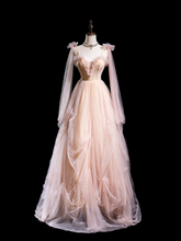 Vintage Ball Gown Spaghetti Strap Light Pink Tulle Pleated Long Prom Dresses For Teens Formal Dress Formal Dress Prom Gown RB1871