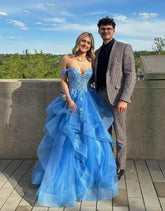 Timeless Ball Gown Off The Shoulder Blue Lace Prom Dresses Party Dress 18th Birthday Outfits Graduation Dress RB875