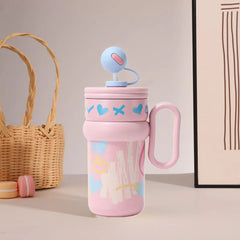 540ml Ice King Car Cup Coffee Large Capacity Stainless Steel Straw Water Cup Giant Cold Insulated Cup 316 Office Student Use