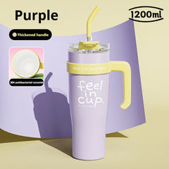 1200ml Large-Capacity Insulated Cup with a Antibacterial ceramic Inner Liner and an Attached Straw,car cup,water bottle