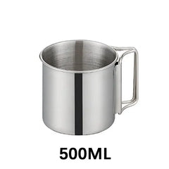 250/350/500ML Camping Cup Portable Carabiner S Outdoor Water Mug with Foldable Handle Kitchen DrinkwareStainless Steel