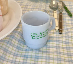 Love Korean Milk Glass Mug Cute Vintage Coffee Cup Vintage Hot Drink Gift Milk Cup