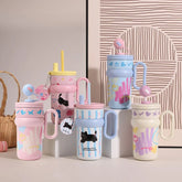 540ml Ice King Car Cup Coffee Large Capacity Stainless Steel Straw Water Cup Giant Cold Insulated Cup 316 Office Student Use