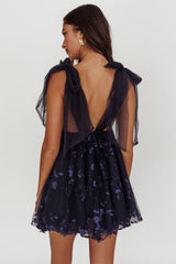 Chantilly Tied Shoulder Mini Dress Navy