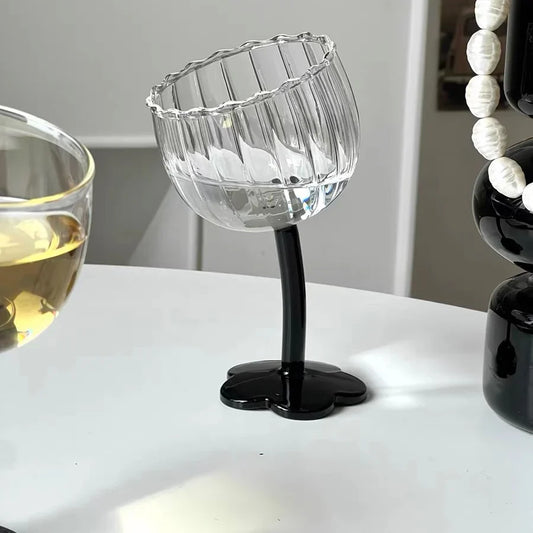 Cute Colourful Glass Wine Glass Tilted Heads Goblet Red Wine Cocktail Champagne Glass Cup Dessert Ice Cream Bow Cup