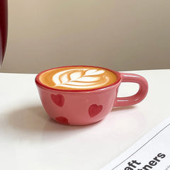 1Pc Love Ceramic Pair Cup, Creative Hand-Painted Ceramic Love Mug, Suitable for Home Decoration, Home Drinking Water, Couple Date, Candlelight Dinner, Latte Latte Cup, Valentine's Day Holiday Gift, Gift