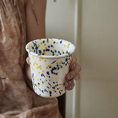 Vintage Splashed Ceramic Hand-held Cup Coffee Latte Art Breakfast Milk Cup Cold Brew Household Water Cup