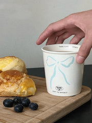 Original Bow Ceramic Cup Imitation Paper Cup Breakfast Simple Cute Bow Coffee Cup