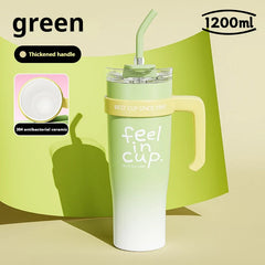 1200ml Large-Capacity Insulated Cup with a Antibacterial ceramic Inner Liner and an Attached Straw,car cup,water bottle