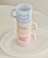 Love Korean Milk Glass Mug Cute Vintage Coffee Cup Vintage Hot Drink Gift Milk Cup