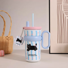 540ml Ice King Car Cup Coffee Large Capacity Stainless Steel Straw Water Cup Giant Cold Insulated Cup 316 Office Student Use