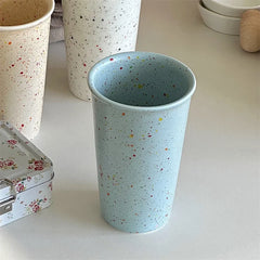 Minimally Contrasting Ink Dots Underglaze Ceramic Hand-held Coffee Cup Atmospheric Breakfast Water Cup