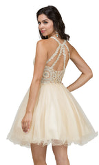 High-Neck Babydoll Fancy Short Homecoming Dress