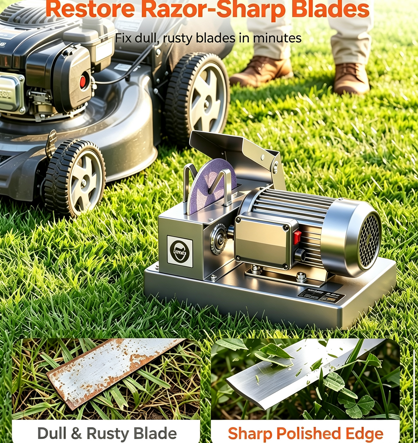 Electric Lawn Mower Blade Sharpener with Adjustable Angle