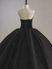 Sexy Ball Gown Sweetheart Black Satin Silver Beads Prom Dress Inspiration Long Party Formal Prom Dresses AU210