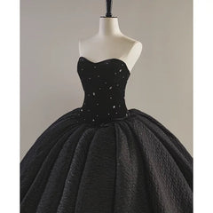 Sexy Ball Gown Sweetheart Black Satin Silver Beads Prom Dress Inspiration Long Party Formal Prom Dresses AU210