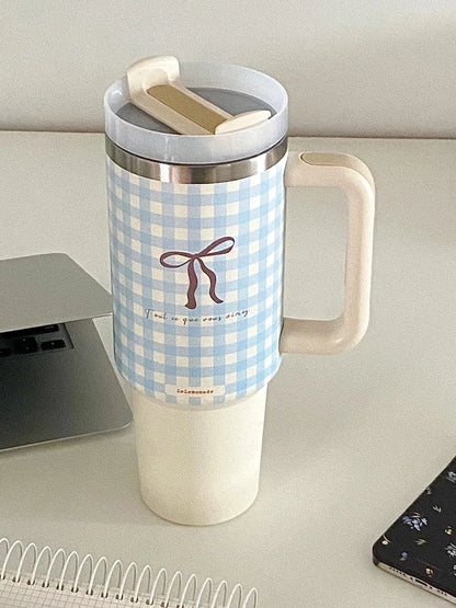 Butterfly Knot Style Collection: Insulated Cup Large Capacity Portable Straw Cold Insulation Portable Accompanying Coffee Cup