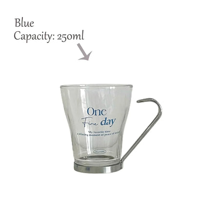 Original  Stainless Steel Handle Heat-Resistant Glass Letter Transparent Glass Milk Cup Coffee Cup Breakfast