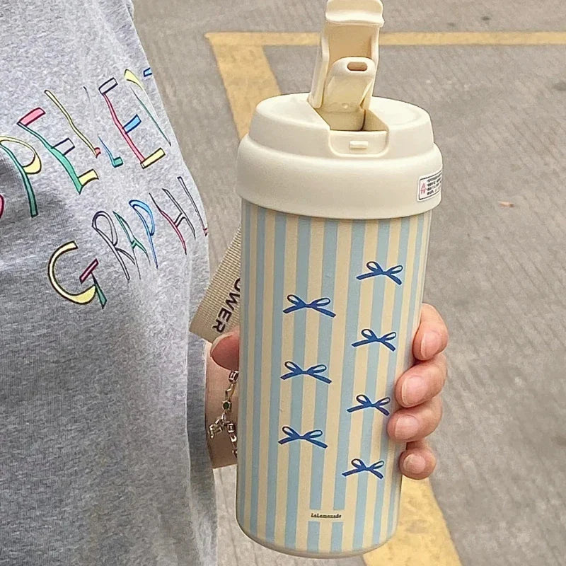 Butterfly Knot Style Collection: Insulated Cup Large Capacity Portable Straw Cold Insulation Portable Accompanying Coffee Cup