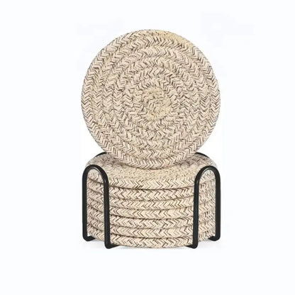 8-Piece Set Absorbent Coasters for Drinks, Minimalist Cotton Woven Coasters Coffee Table Decor Boho Cute Cup Coasters