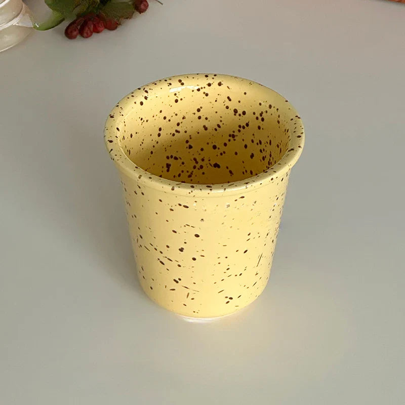 Ceramic Speckler Ink Dotted Under Glaze Color Handy Cup Mug Breakfast Milk Coffee Cup Drinking Water Cup