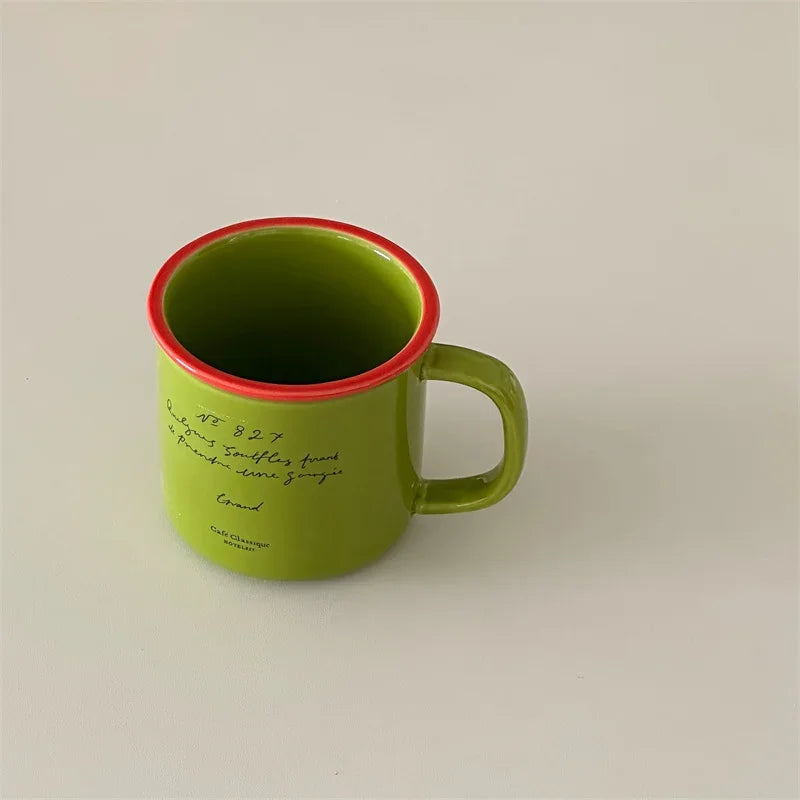 Korean Blogger's Contrasting Coffee Cup Breakfast Water Cup 300ml  Mugs Coffee Cups