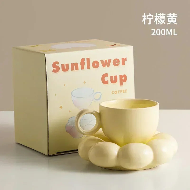 200ml Ceramic Mug Cute Cloud Decorative Plate Coffee Cup Set Creative Ceramic Cup Gift Box Modern Living Room Home Decoration