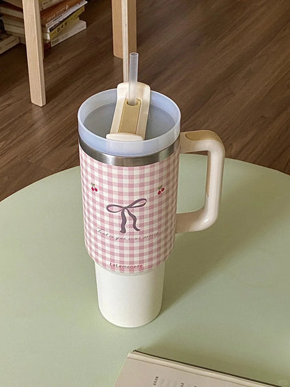 Butterfly Knot Style Collection: Insulated Cup Large Capacity Portable Straw Cold Insulation Portable Accompanying Coffee Cup