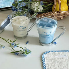 Original  Stainless Steel Handle Heat-Resistant Glass Letter Transparent Glass Milk Cup Coffee Cup Breakfast