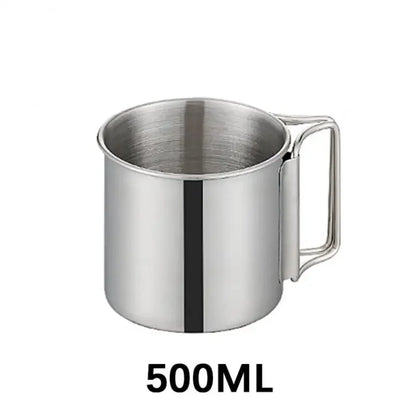 250/350/500ML  Camping Cup Portable Carabiner S Outdoor Water  Mug with Foldable Handle Kitchen DrinkwareStainless Steel