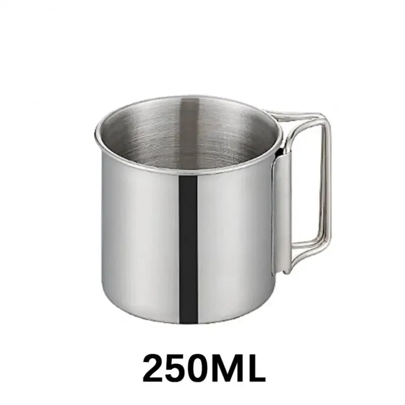 250/350/500ML  Camping Cup Portable Carabiner S Outdoor Water  Mug with Foldable Handle Kitchen DrinkwareStainless Steel