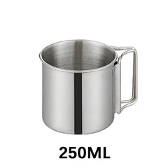 250/350/500ML  Camping Cup Portable Carabiner S Outdoor Water  Mug with Foldable Handle Kitchen DrinkwareStainless Steel