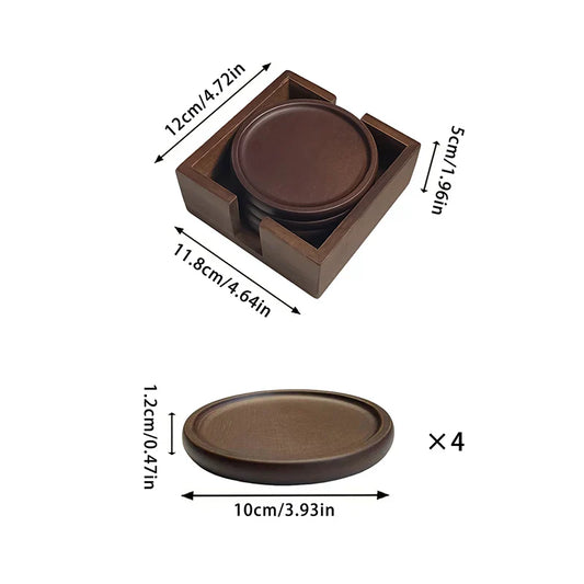 4Pcs/1Set Bamboo Coaster Creative Insulated Tea Ceremony Tea Coaster Holder Glass Cup Mat Solid Wood Coffee Coaster Home Oven Mittsing Table Decoration Suitable for Holidays, Parties, Birthday, Weddings and Dinner Gifts