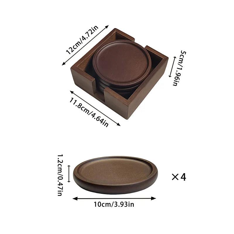 4Pcs/1Set Bamboo Coaster Creative Insulated Tea Ceremony Tea Coaster Holder Glass Cup Mat Solid Wood Coffee Coaster Home Oven Mittsing Table Decoration Suitable for Holidays, Parties, Birthday, Weddings and Dinner Gifts