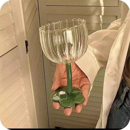 Cute Colourful Glass Wine Glass Tilted Heads Goblet Red Wine Cocktail Champagne Glass Cup Dessert Ice Cream Bow Cup