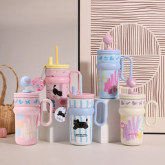 540ml Ice King Car Cup Coffee Large Capacity Stainless Steel Straw Water Cup Giant Cold  Insulated Cup 316 Office  Student Use