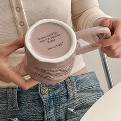 Creative Roman Letter Handheld Ceramic Cup Irregular Long Handle Coffee Mark Water Cup Coffee Cup