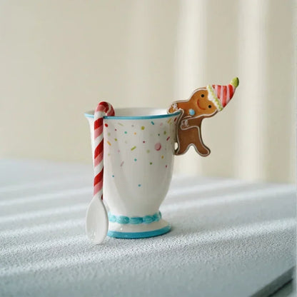 Christmas Hand-painted Gingerbread Man Ceramic Mug  Coffee Mug Mugs Coffee Cups