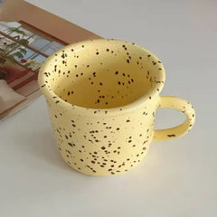 Ceramic Speckler Ink Dotted Under Glaze Color Handy Cup Mug Breakfast Milk Coffee Cup Drinking Water Cup